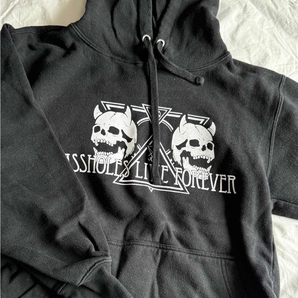Black Graphic Hoodie with Skull Design